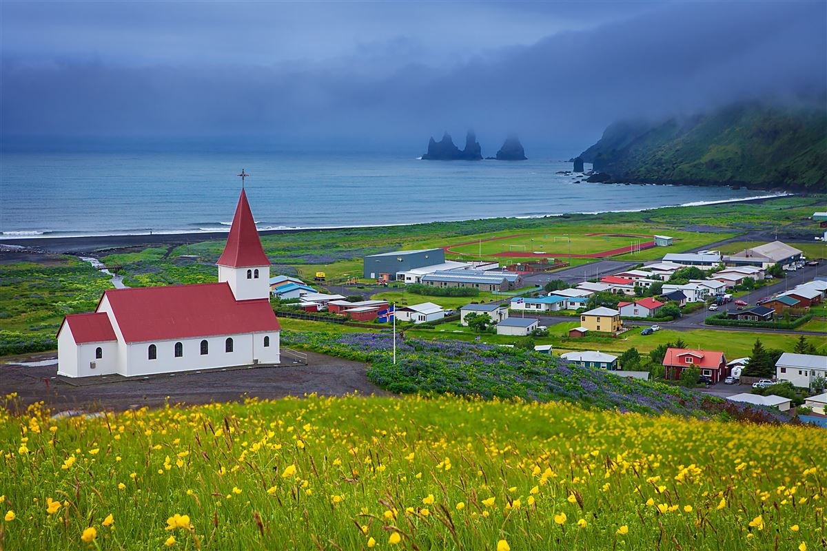 Vík í Mýrdal a small town on the south coast of Iceland.